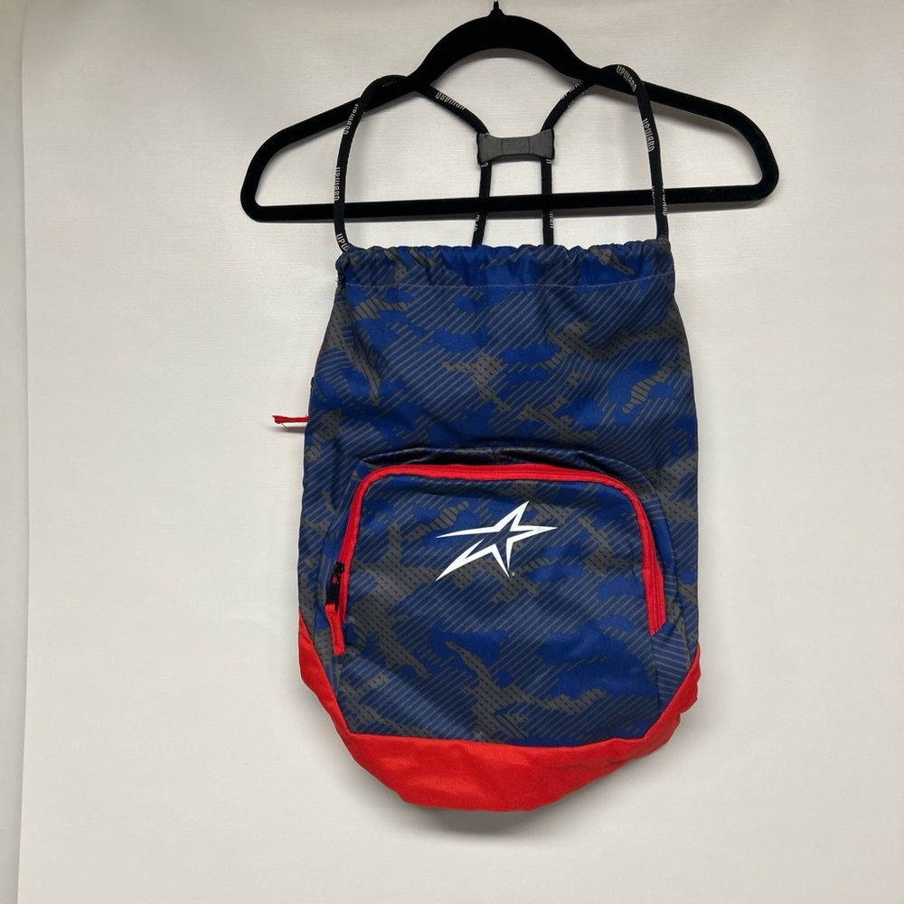 Starry Blue and Red Drawstring Backpack